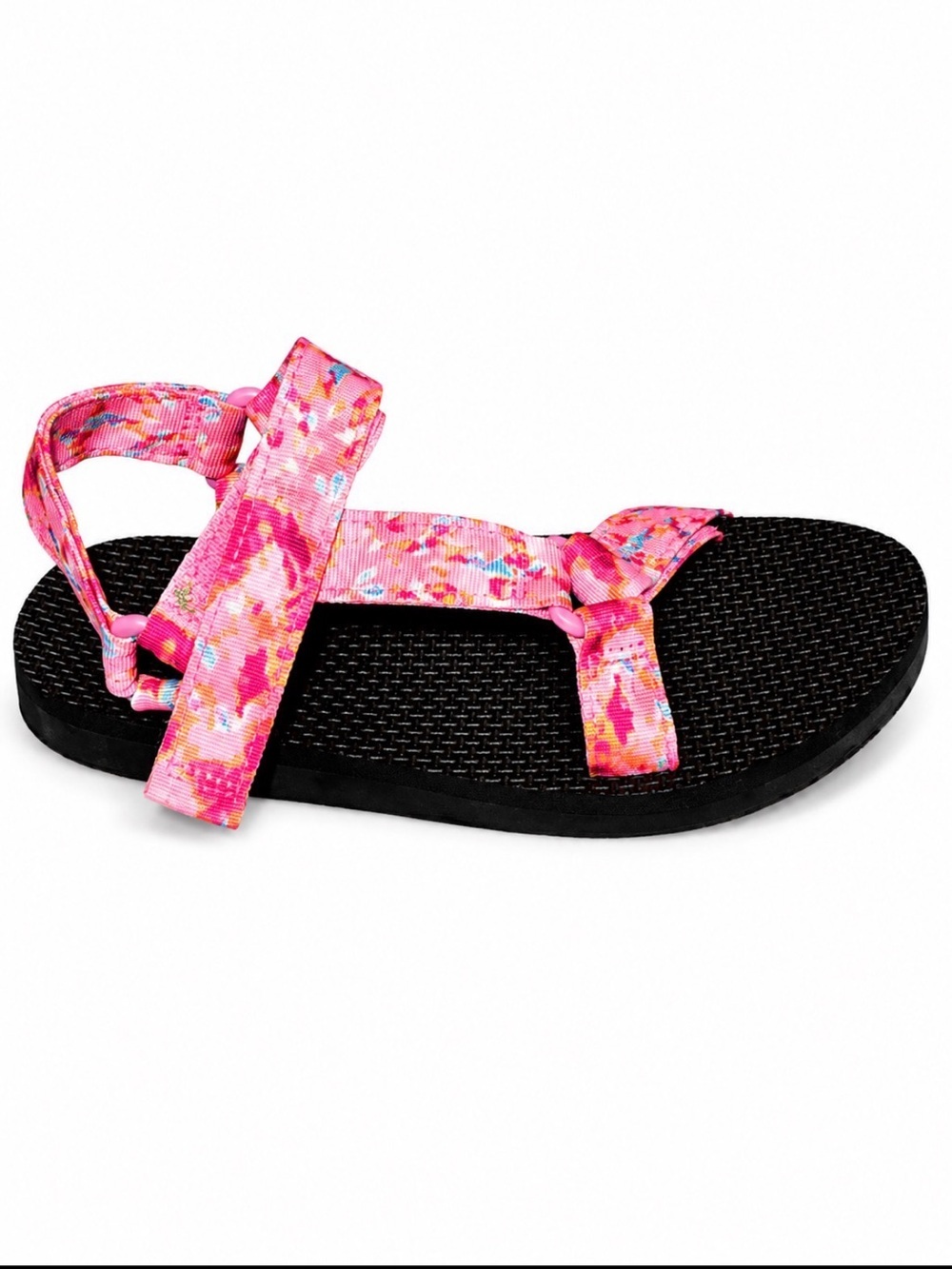 Women's Pink Patterned Strap Sandals tie dyed straps cushioned sole SZ 8